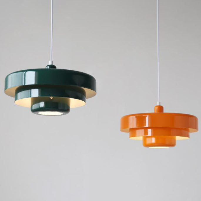 Nordic Vintage Layered Pendant Lamp | Modern Retro Hanging Light In Three Shade Colourways