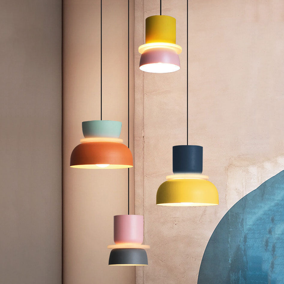 Nordic Macaron Pendant Light | Scandinavian Two Tone Metal Shade In Three Bold Shade Sizes