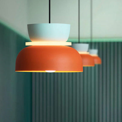 Nordic Macaron Pendant Light | Scandinavian Two Tone Metal Shade In Three Bold Shade Sizes