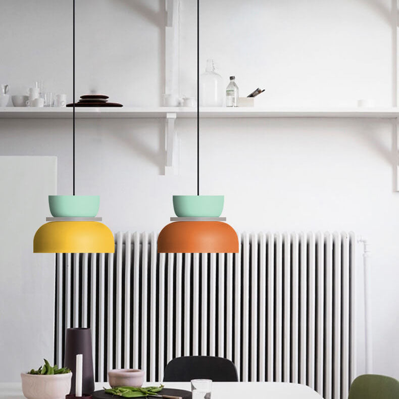 Nordic Macaron Pendant Light | Scandinavian Two Tone Metal Shade In Three Bold Shade Sizes