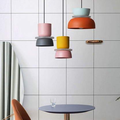 Nordic Macaron Pendant Light | Scandinavian Two Tone Metal Shade In Three Bold Shade Sizes