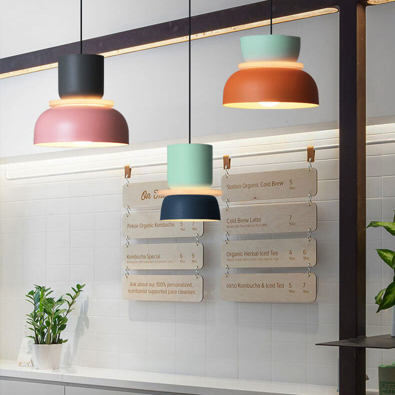 Nordic Macaron Pendant Light | Scandinavian Two Tone Metal Shade In Three Bold Shade Sizes