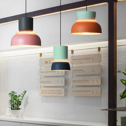 Nordic Macaron Pendant Light | Scandinavian Two Tone Metal Shade In Three Bold Shade Sizes