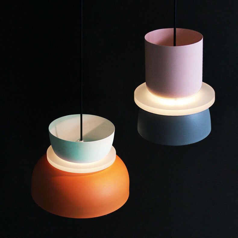 Nordic Macaron Pendant Light | Scandinavian Two Tone Metal Shade In Three Bold Shade Sizes
