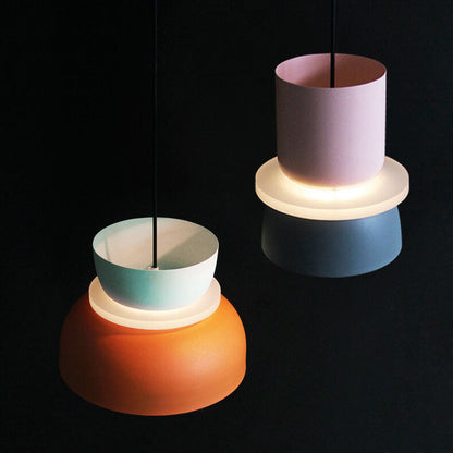 Nordic Macaron Pendant Light | Scandinavian Two Tone Metal Shade In Three Bold Shade Sizes