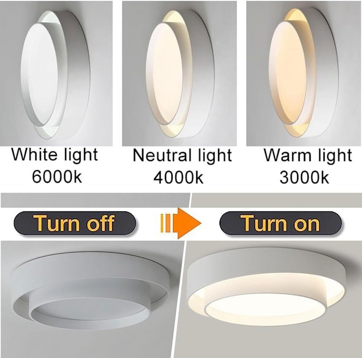Nordic Round LED Ceiling Light | Modern Minimalist Flush Mount In Black or White Iron Finish