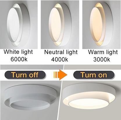 Nordic Round LED Ceiling Light | Modern Minimalist Flush Mount In Black or White Iron Finish