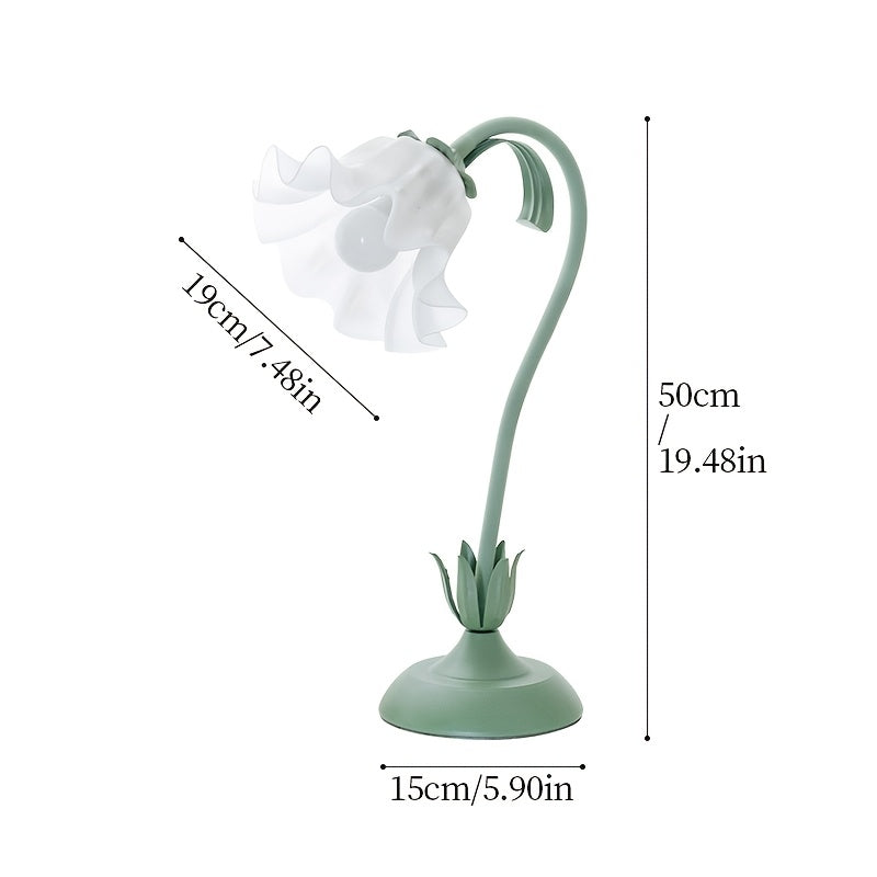 Floral Table Lamp | USB Powered Sculptural Bloom Shade Accent Light In A Green Acrylic Shade