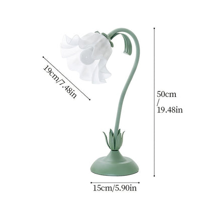 Floral Table Lamp | USB Powered Sculptural Bloom Shade Accent Light In A Green Acrylic Shade