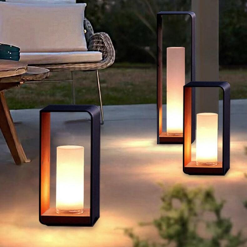 Modern Square Outdoor LED Light | Minimalist Waterproof Solar Powered Landscape Garden Fixture