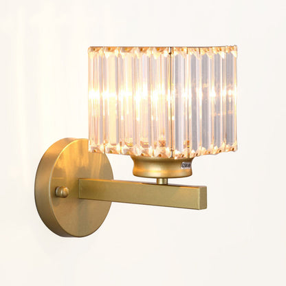 Crystal Wall Light | Modern Glass And Iron Sconce In Black or Gold, In Round or Square Form