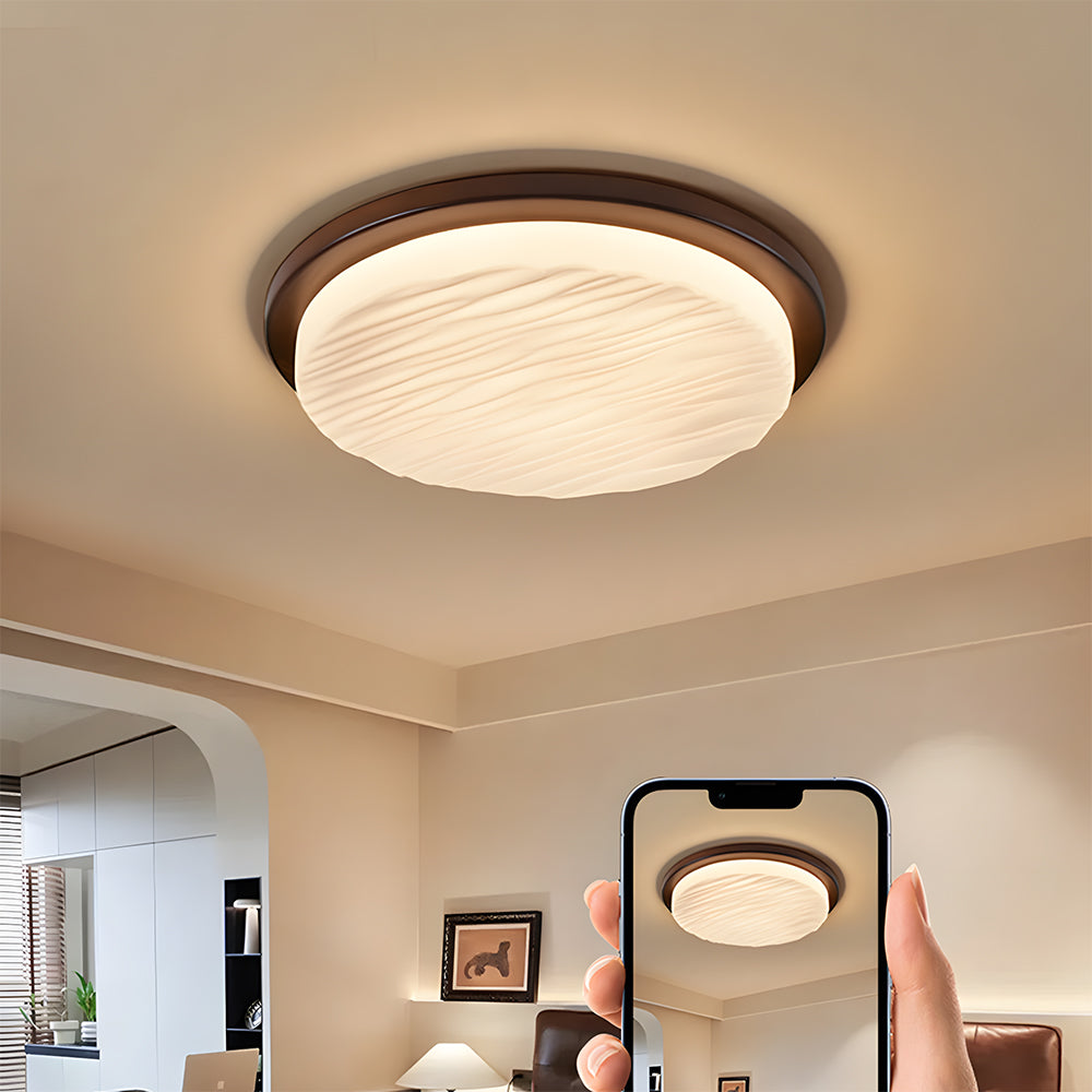 Art Deco LED Ceiling Light | Vintage Sculpted Glass Flush Mount In Three Different Shade Sizes