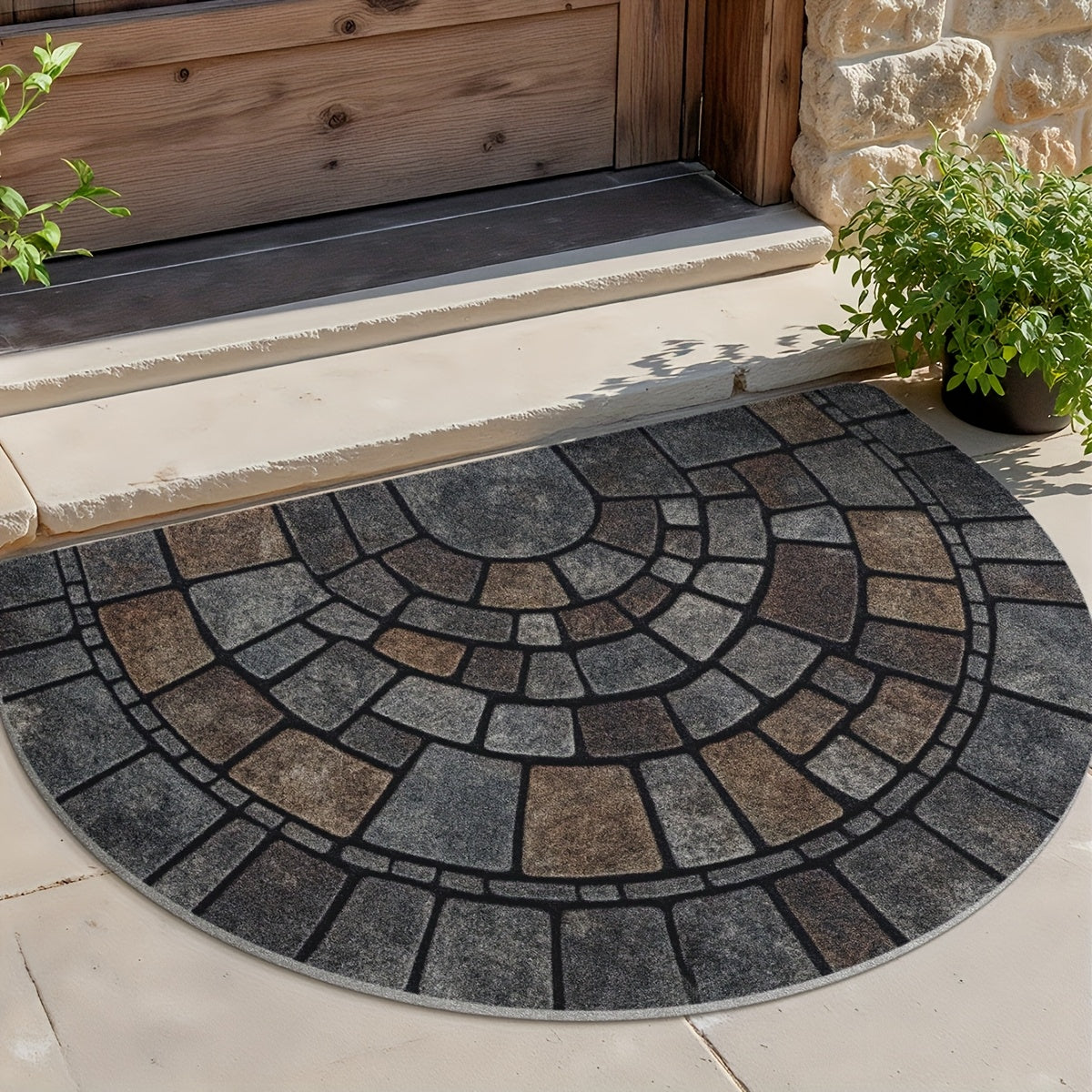 Half Circle Mosaic Door Mat | Decorative Indoor and Outdoor Entrance Mat For Front Door Use