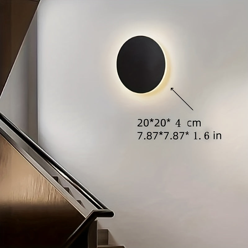 Minimalist Round LED Wall Light | Modern Nordic Iron Sconce In Three Painted Metal Finishes