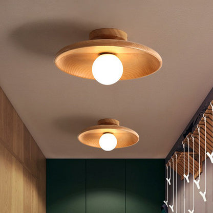 Modern Wooden Ceiling Light | Minimalist Semi Flush Mount For Bedrooms, Halls and Landings