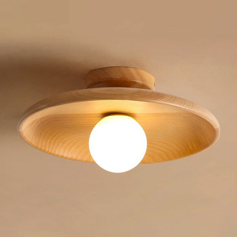Modern Wooden Ceiling Light | Minimalist Semi Flush Mount For Bedrooms, Halls and Landings