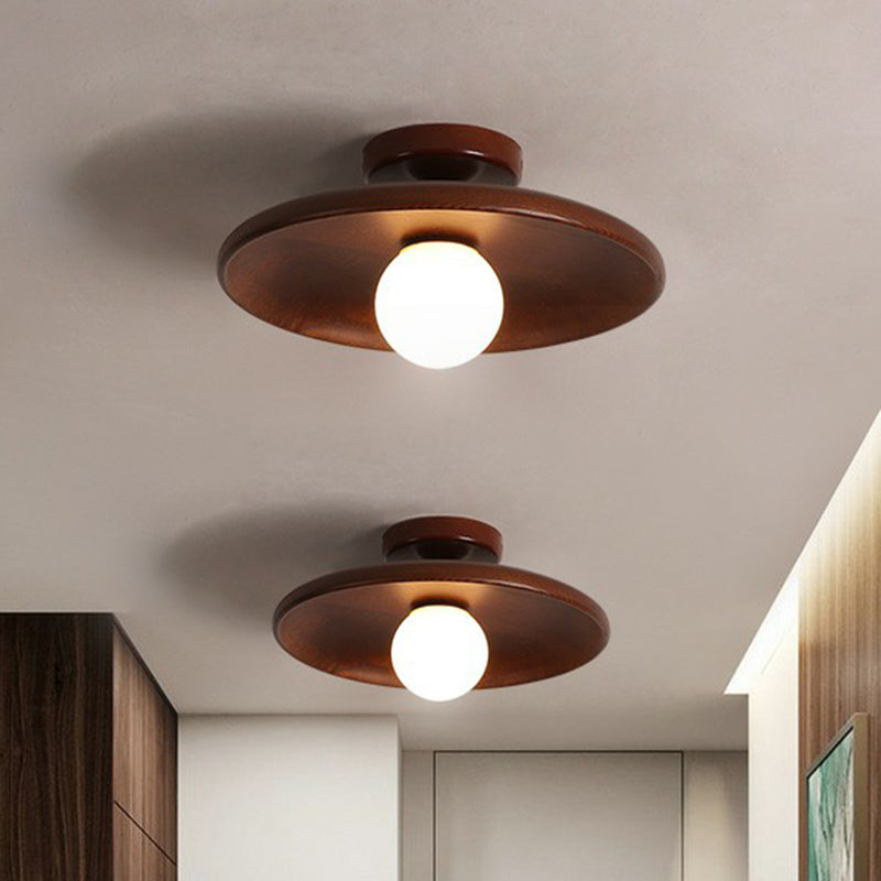 Modern Wooden Ceiling Light | Minimalist Semi Flush Mount For Bedrooms, Halls and Landings