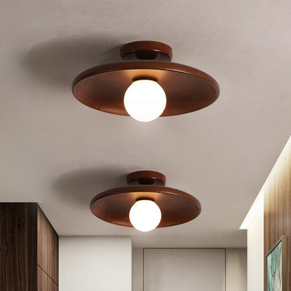 Modern Wooden Ceiling Light | Minimalist Semi Flush Mount For Bedrooms, Halls and Landings