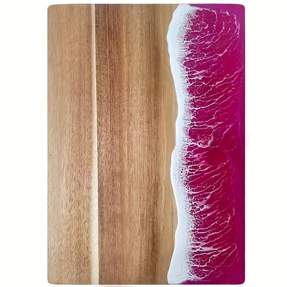 Wave Resin Cutting Board | Ocean Inspired Acacia Wood Cheese and Charcuterie Serving Board