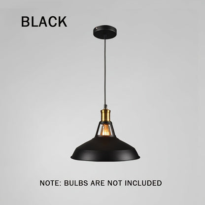 Industrial Metal Pendant Light | Retro Loft Style Metal Shade In A Black or White Matte Finish