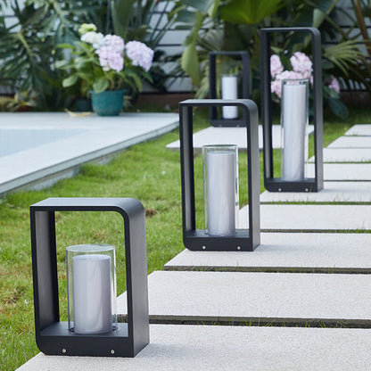 Modern Square Outdoor LED Light | Minimalist Waterproof Solar Powered Landscape Garden Fixture