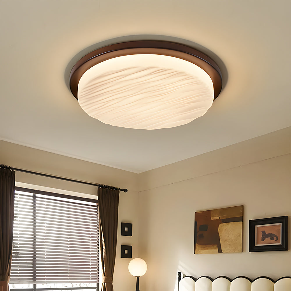 Art Deco LED Ceiling Light | Vintage Sculpted Glass Flush Mount In Three Different Shade Sizes