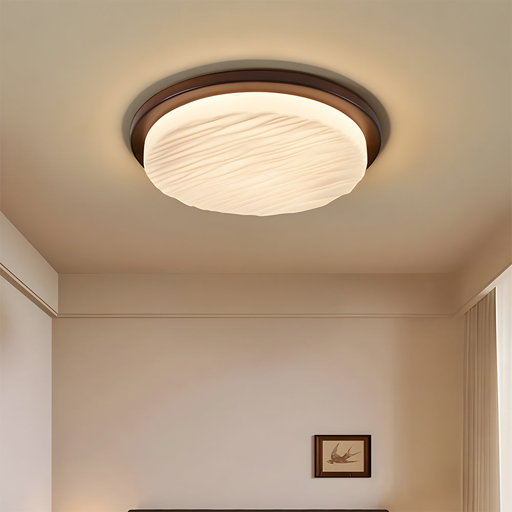 Art Deco LED Ceiling Light | Vintage Sculpted Glass Flush Mount In Three Different Shade Sizes