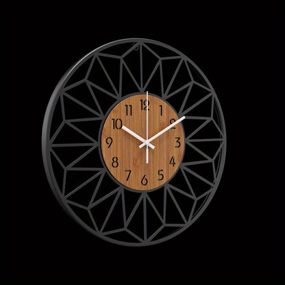 Modern Metal Wall Clock | Wood Grain Centre Design In Three Different Round Clock Face Sizes