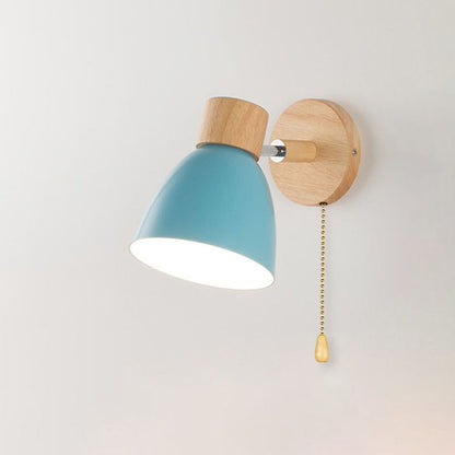 Minimalist Wall Sconce | Wood and Iron Macaron Wall Lamp For Bedsides, Hallways and Landings