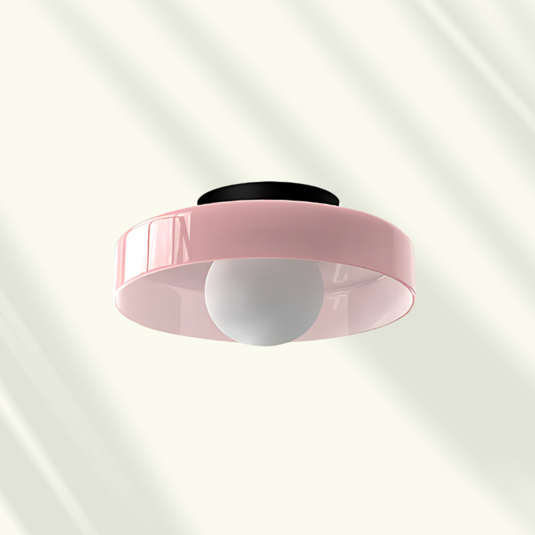 Modern LED Ceiling Light | Stylish Round Glass Flush Mount In Six Soft Glass Shade Colours