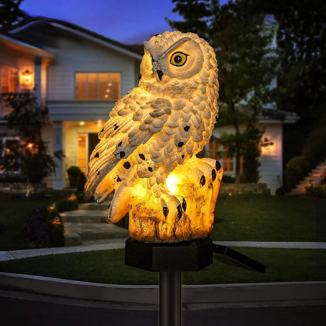 Solar Owl Garden Stake Light | Decorative Outdoor Pathway Lamp For Borders and Flower Beds