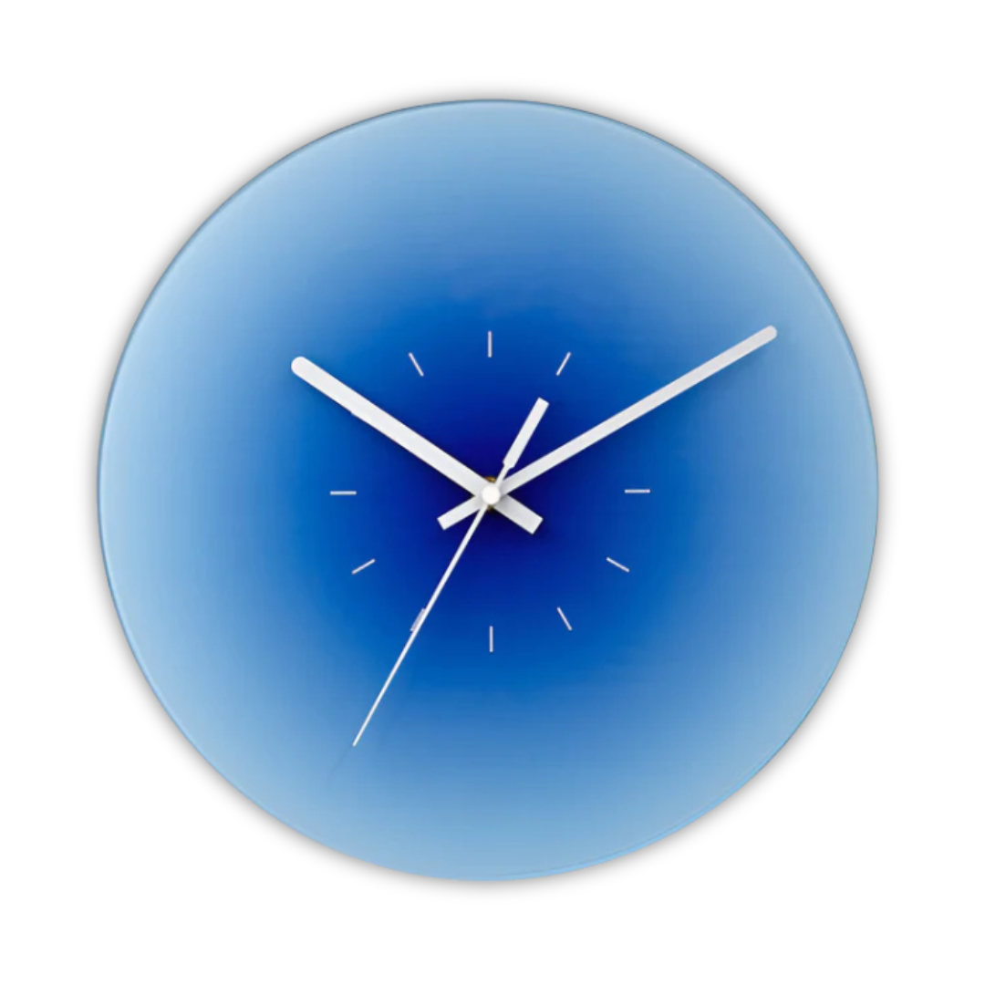 Sunset Glass Wall Clock | Modern Gradient Tempered Glass Design In Three Bold Colour Options