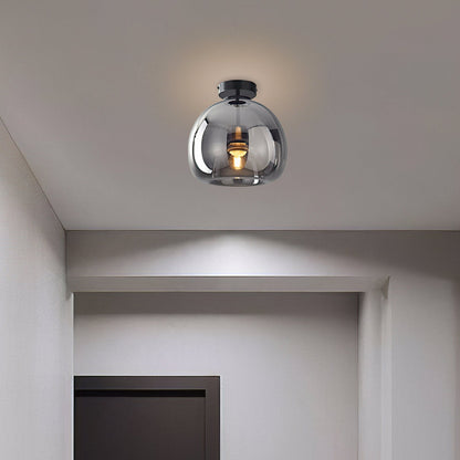 Vintage Bubble Glass Ceiling Light | Retro Amber Glass Pendant In Two Heights and Two Finishes