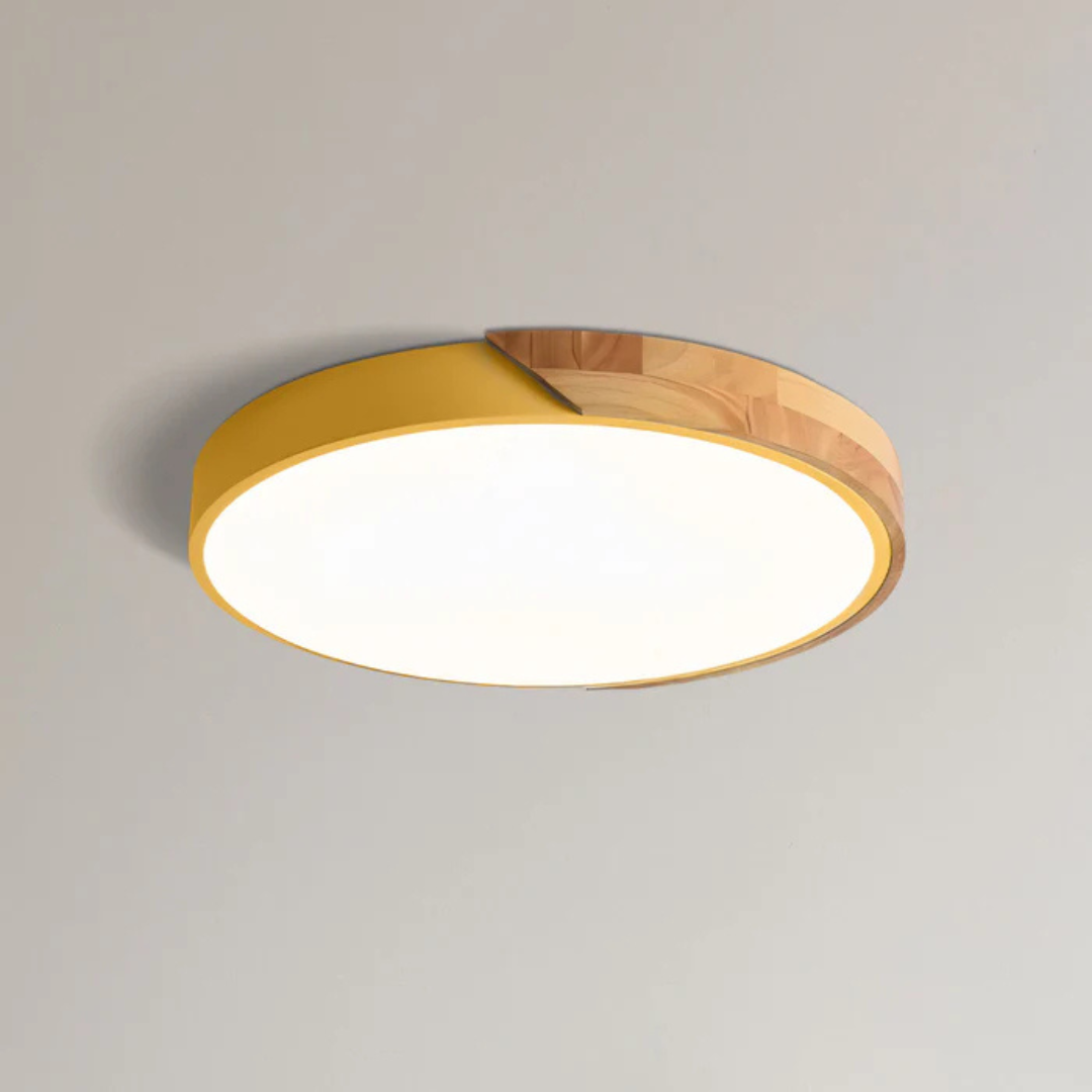 LED Ceiling Light | Modern Nordic Wooden Flush Mount Fixture For Bedrooms, Halls and Landings