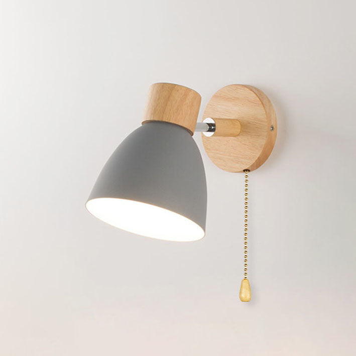 Minimalist Wall Sconce | Wood and Iron Macaron Wall Lamp For Bedsides, Hallways and Landings