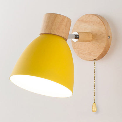 Minimalist Wall Sconce | Wood and Iron Macaron Wall Lamp For Bedsides, Hallways and Landings