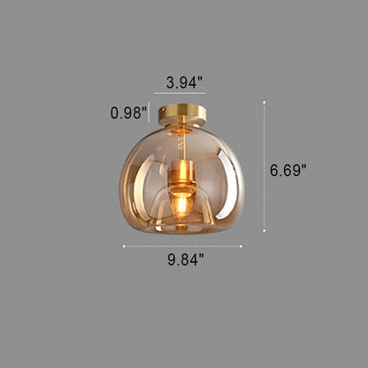 Nordic Glass Ball Ceiling Light | Semi Flush Mount In Smoke Grey or Amber Tinted Glass Shades