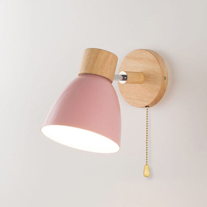 Minimalist Wall Sconce | Wood and Iron Macaron Wall Lamp For Bedsides, Hallways and Landings