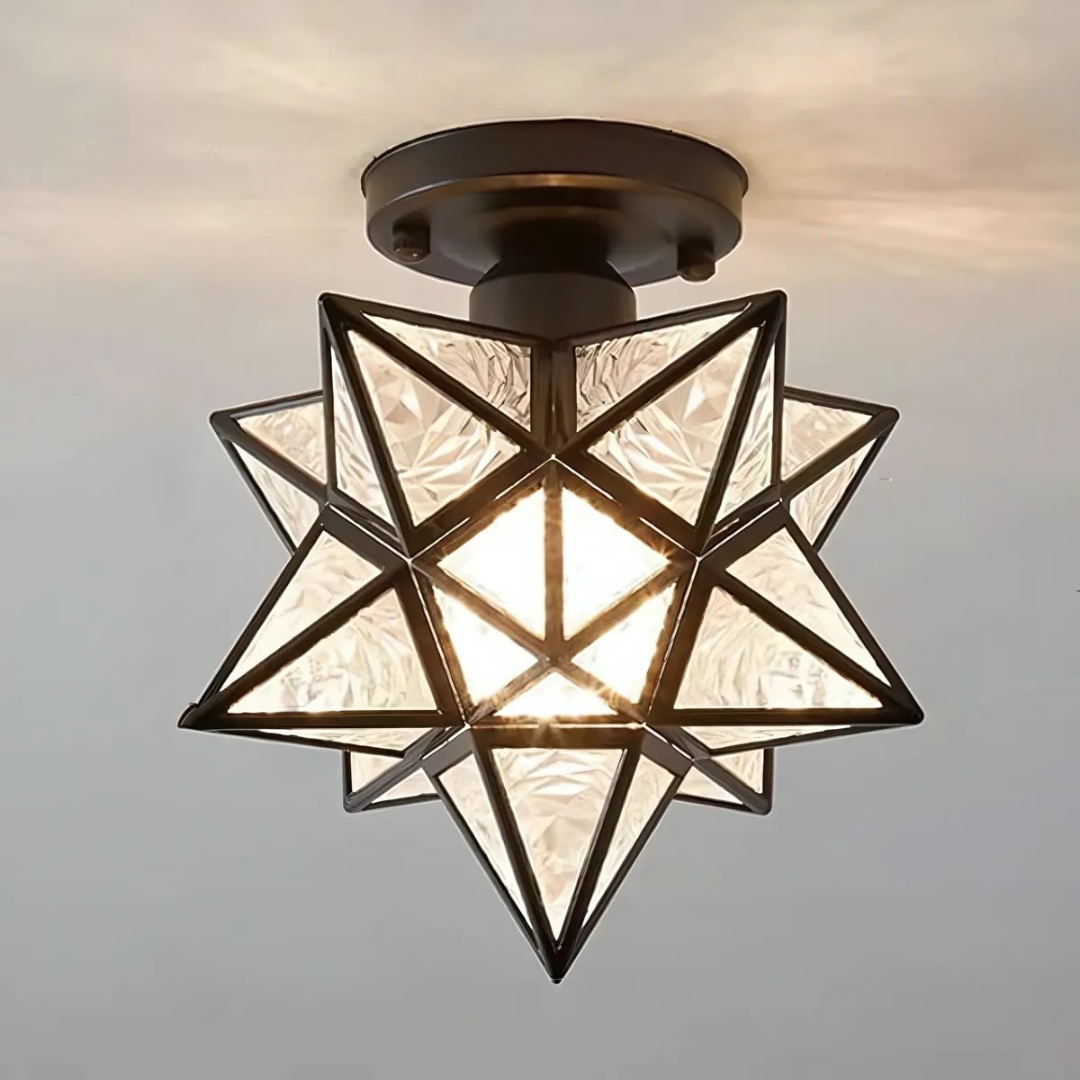 Stellune LED Ceiling Lamp | Elegant Geometric Star Light In Gold or Black, In Two Star Designs