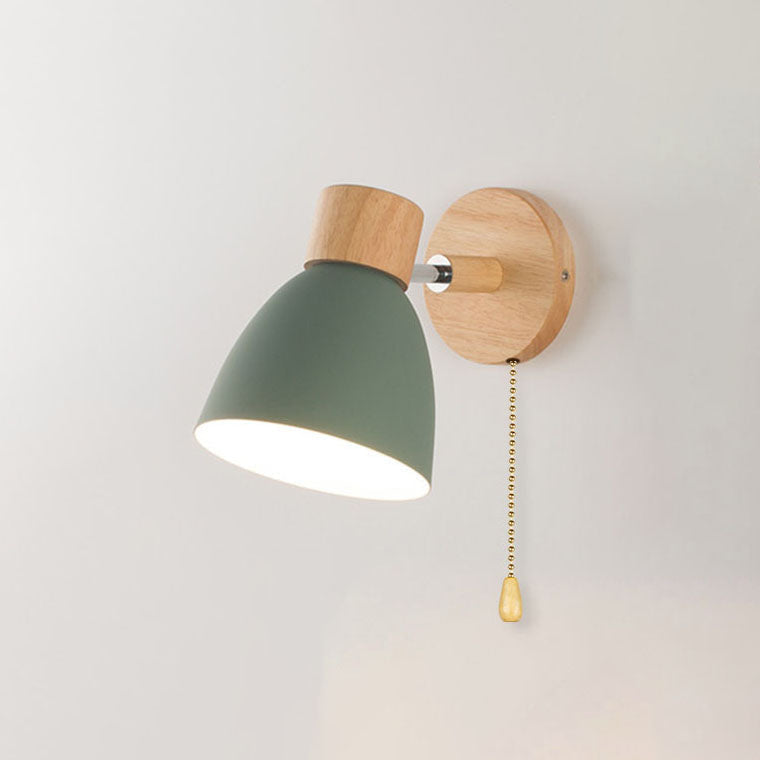 Minimalist Wall Sconce | Wood and Iron Macaron Wall Lamp For Bedsides, Hallways and Landings