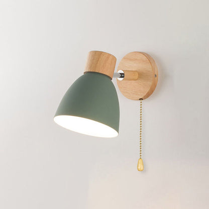 Minimalist Wall Sconce | Wood and Iron Macaron Wall Lamp For Bedsides, Hallways and Landings
