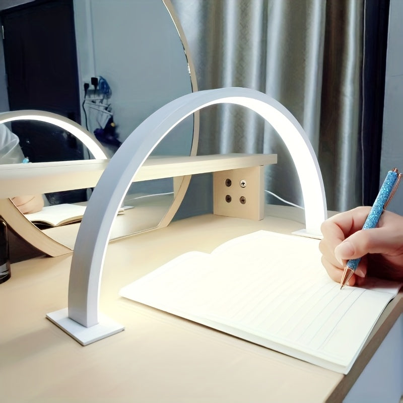 Crescent Moon LED Desk Lamp | Adjustable USB Metal Light For Study Desks and Bedside Tables