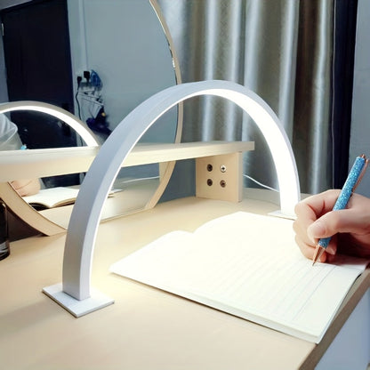 Crescent Moon LED Desk Lamp | Adjustable USB Metal Light For Study Desks and Bedside Tables