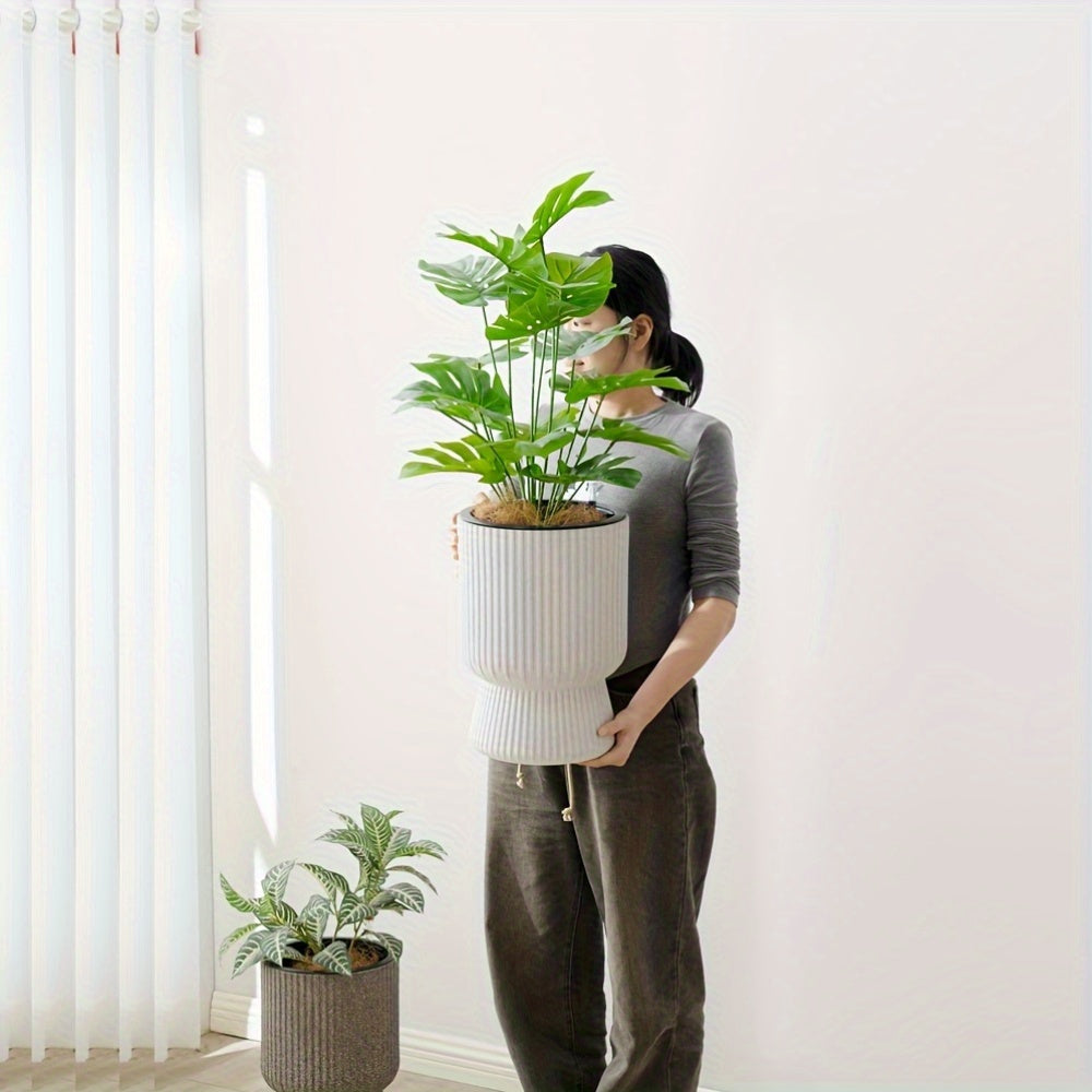 White Self Watering Flower Pot | Modern Wine Glass Design With A Built In Water Level Indicator