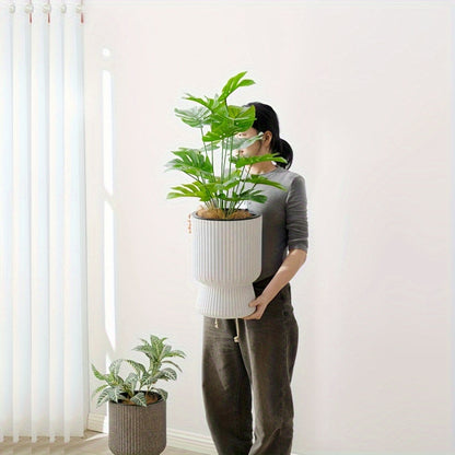 White Self Watering Flower Pot | Modern Wine Glass Design With A Built In Water Level Indicator