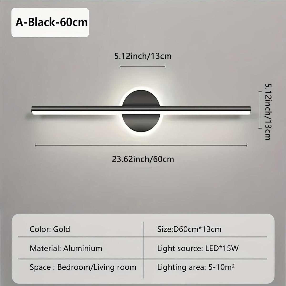 Luxe LED Mirror Wall Light | Minimalist Linear Wall Lamp In A Black or Gold Aluminium Finish