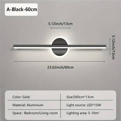 Luxe LED Mirror Wall Light | Minimalist Linear Wall Lamp In A Black or Gold Aluminium Finish