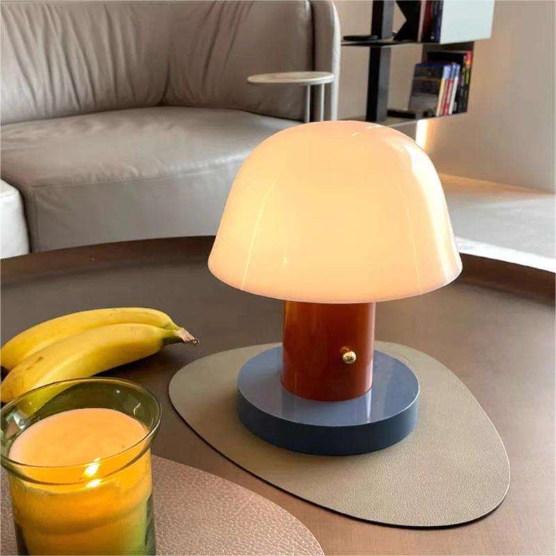 Mushroom Table Lamp | Modern Rechargeable Cordless LED Light For Tables, Travel and Camping