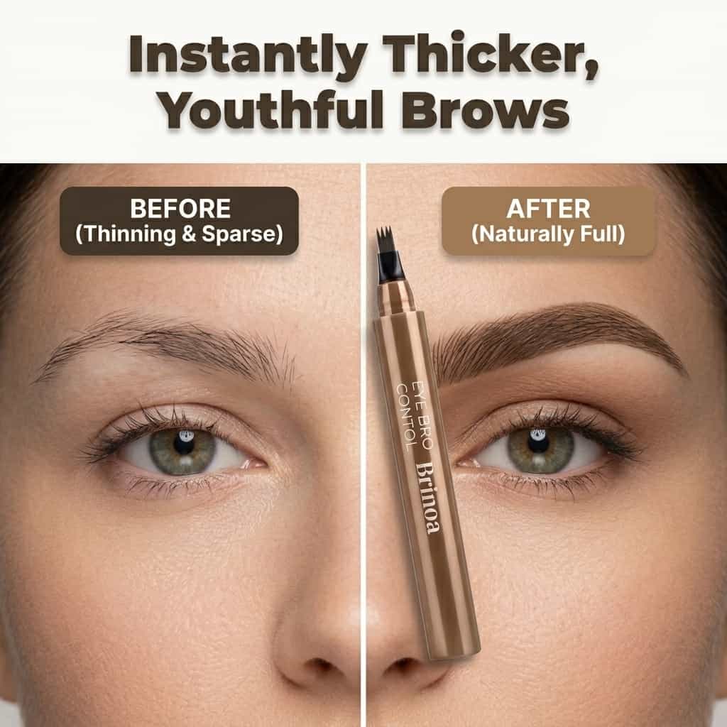 Waterproof Microblading Eyebrow Pen | Smudge Proof 4 Tip Fork Brow Pen For Natural Hair Like Strokes