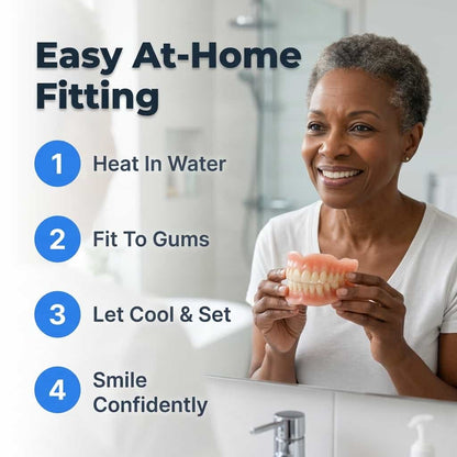 Custom Fit Cosmetic Denture Set | Mouldable Natural Shade Temporary Tooth Cover For Appearance Use